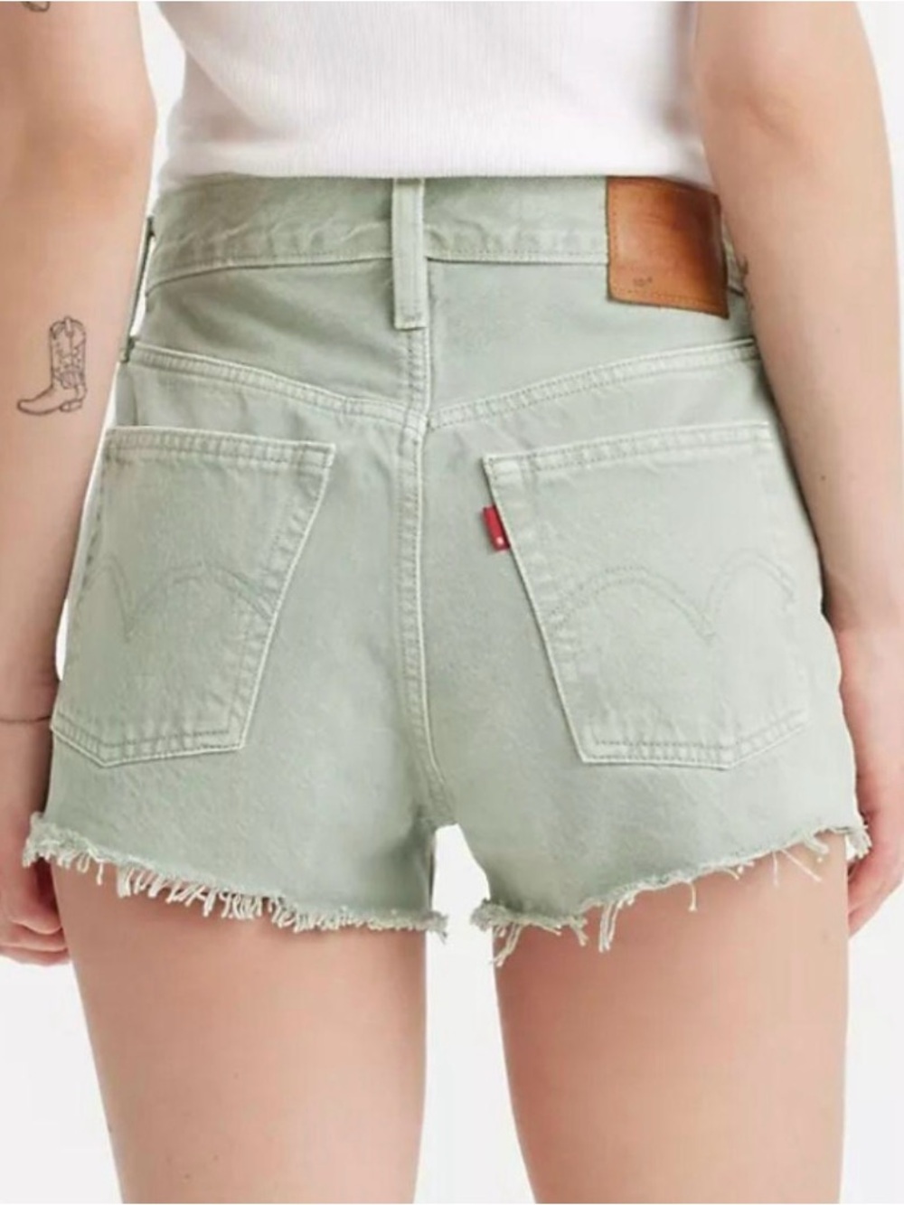Levi's 501 Original Fit High Rise Women's Denim Jean Cut Off Shorts Green 29